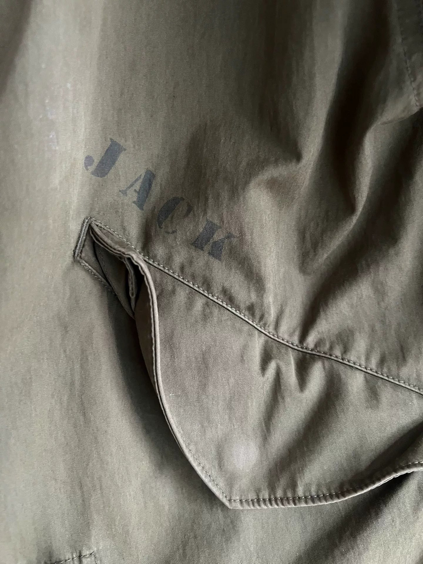 military-style hooded trench coat in olive green