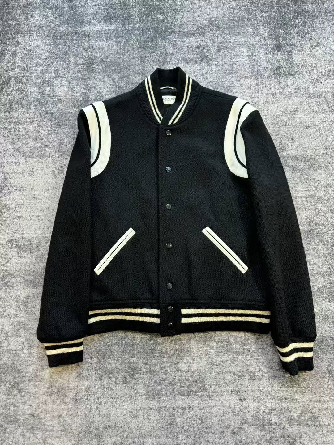 Saint Laurent Black White Varsity Jacket