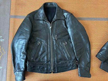 high-quality black leather jacket by freewheelers