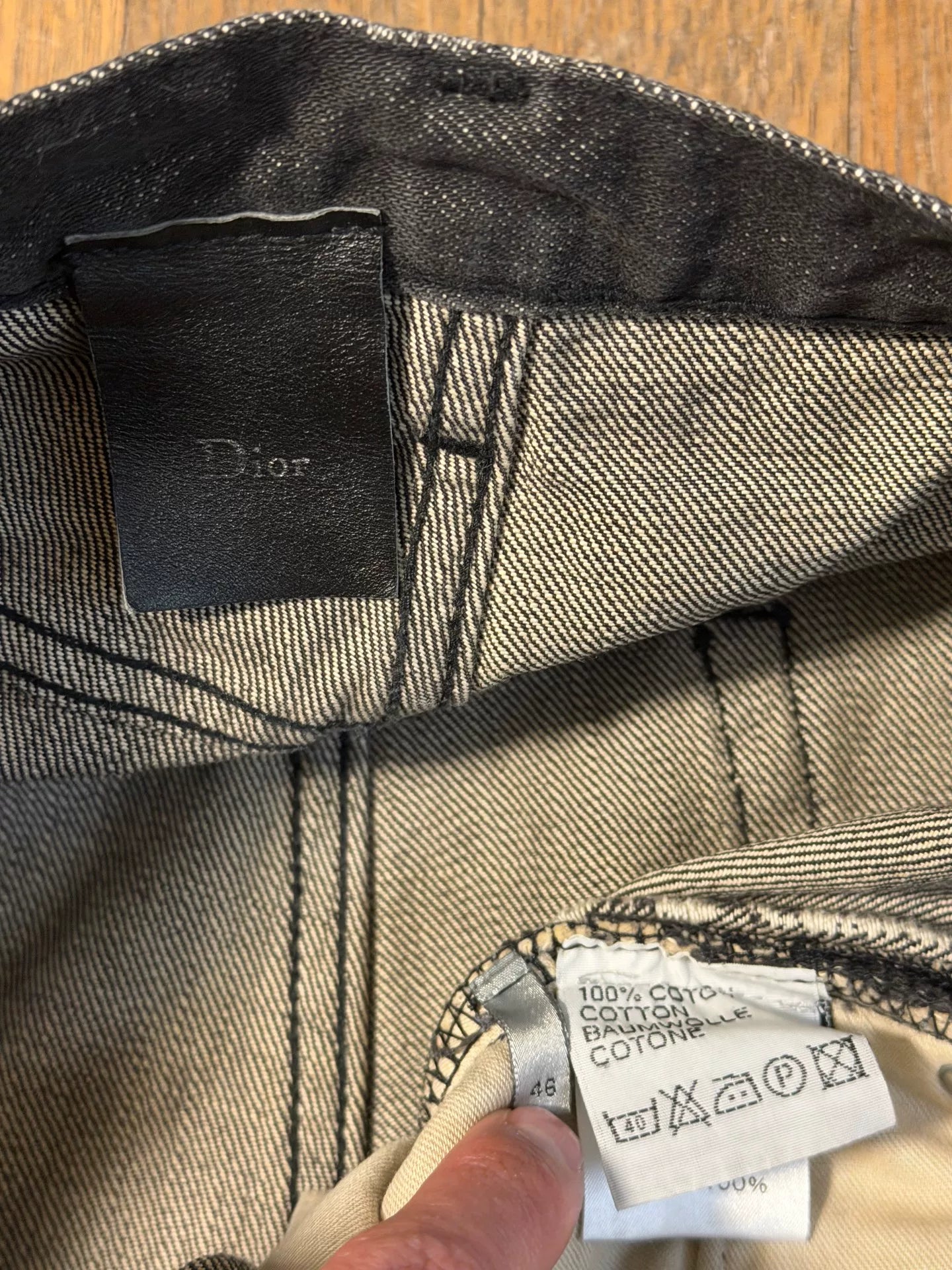 dior homme black cotton denim pants