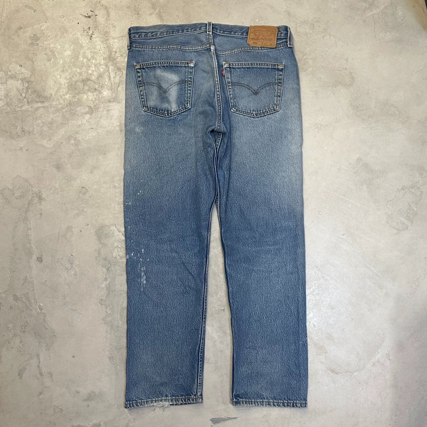 American Levi's 501 Distressed Patched Blue