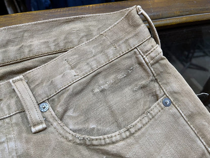 rrl distressed beige denim pants by Ralph Lauren