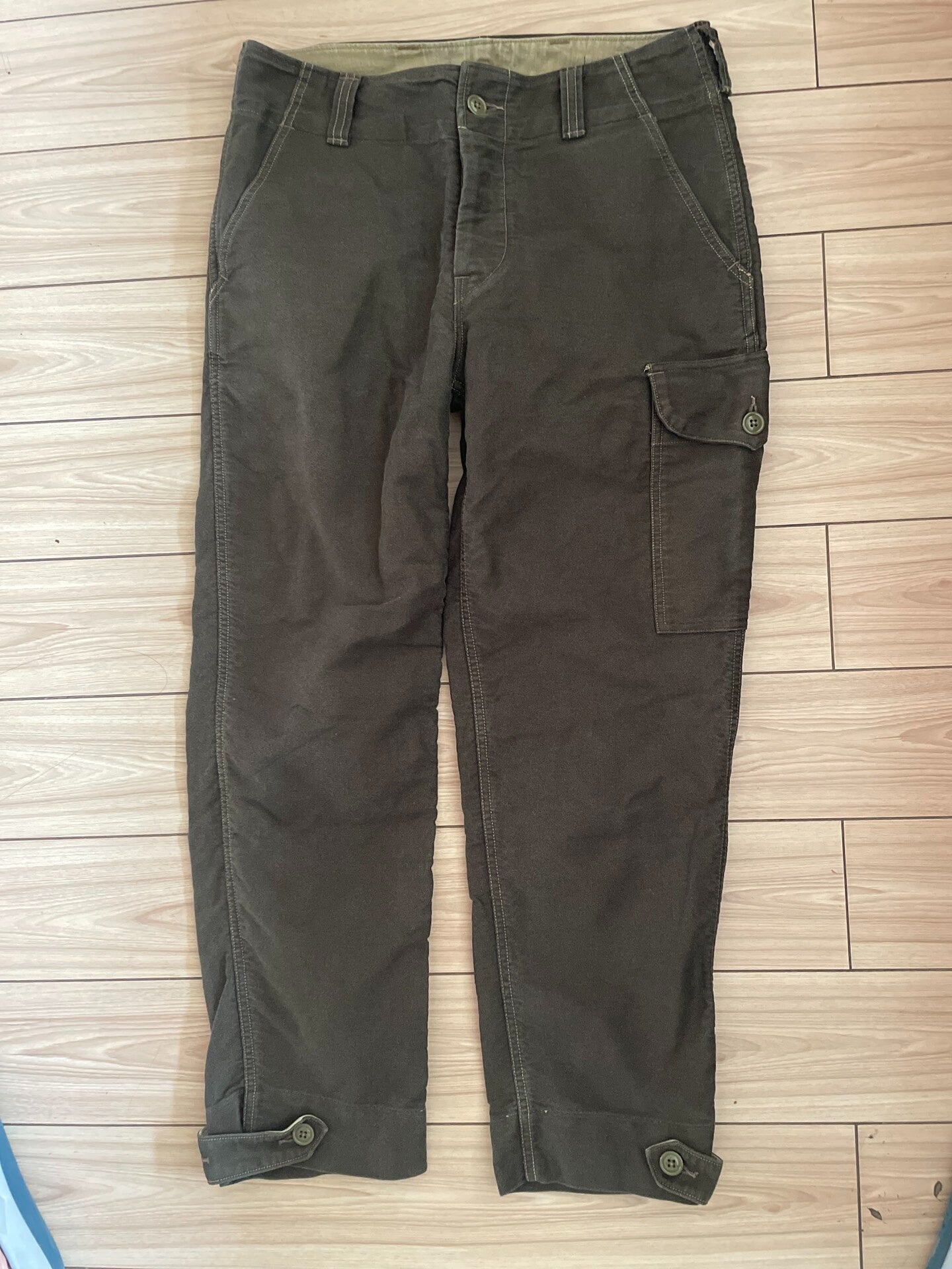 FREEWHEELERS Herringbone Olive Military Pants