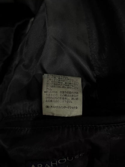 black leather suit coat with vampire style