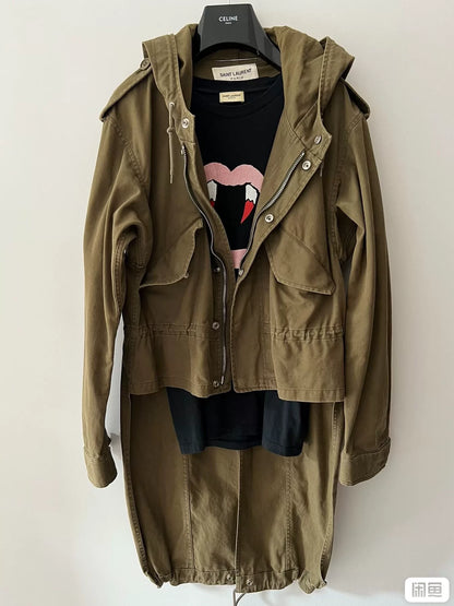 Saint Laurent 2014 Olive Green Military Coat