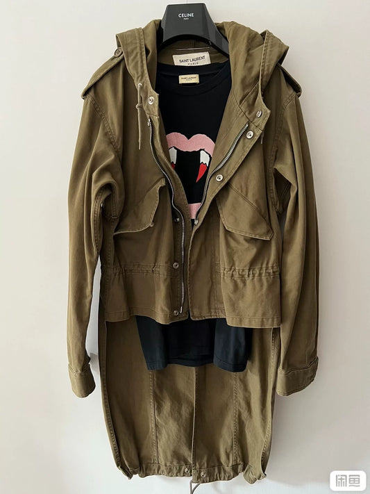 Saint Laurent 2014 Olive Green Military Coat
