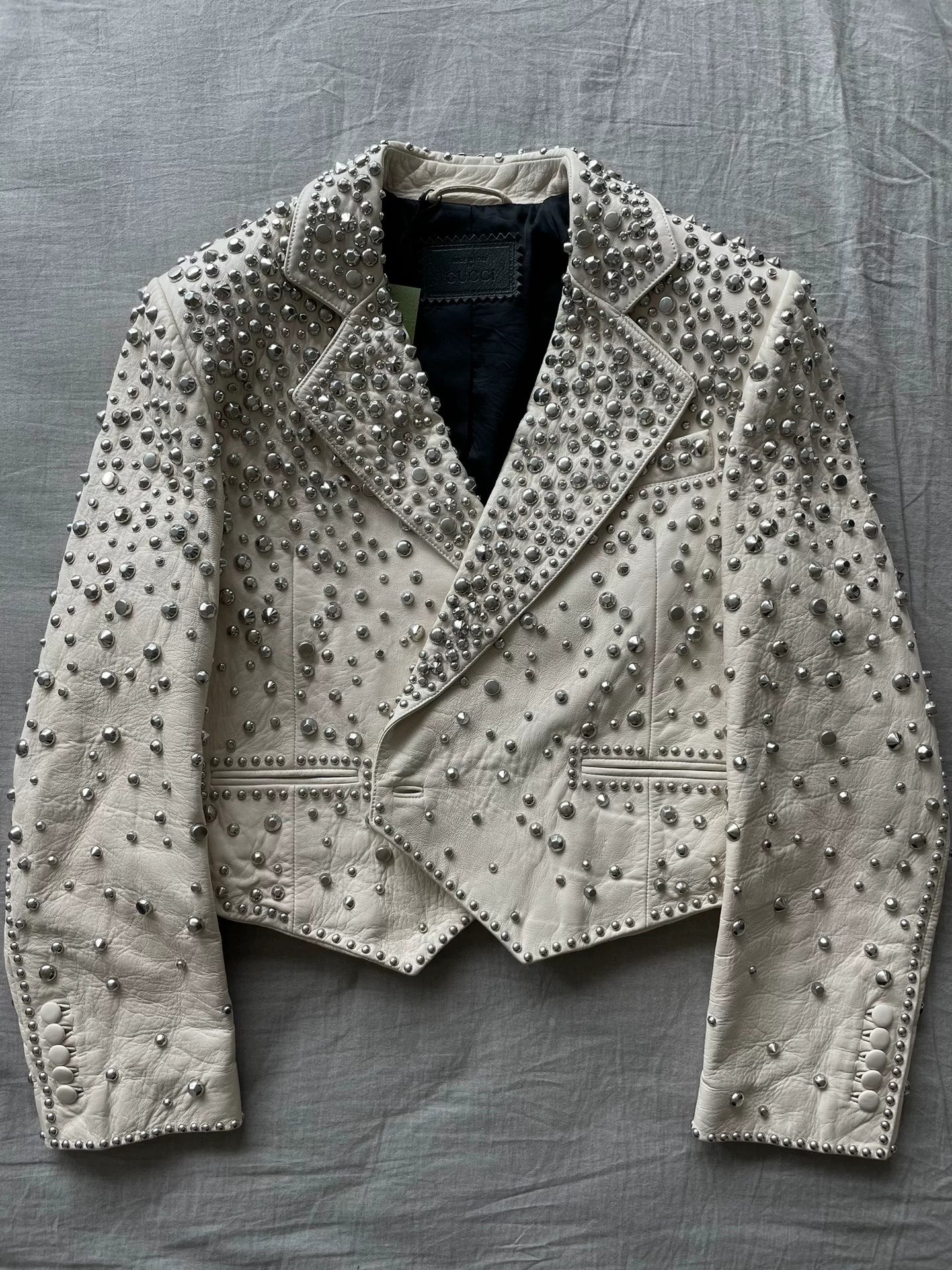 Luxury Studded Leather Jacket by Gucci