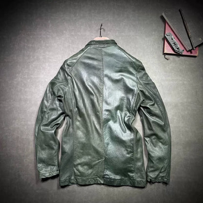 Giorgio Brato Men's Green Leather Jacket