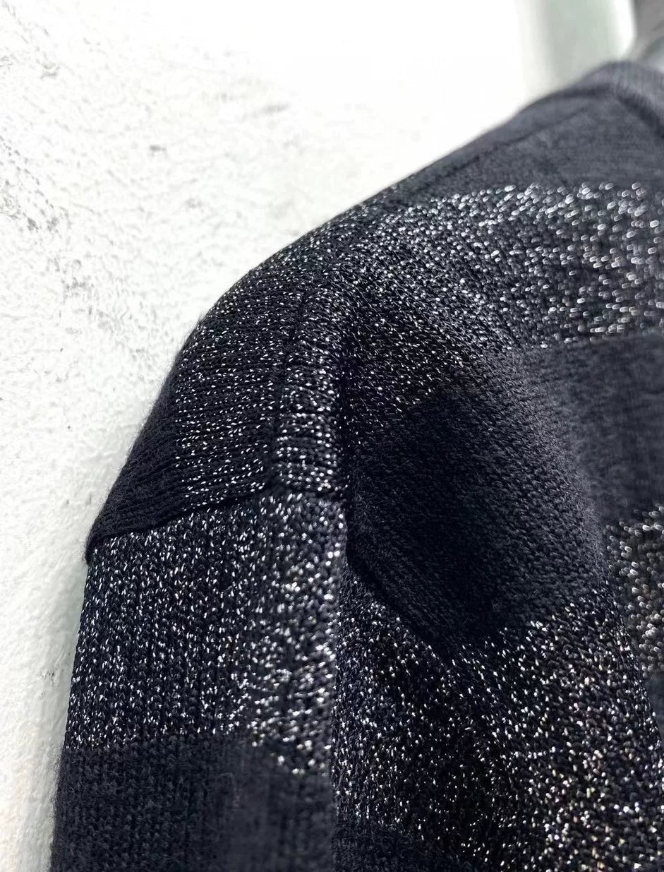 Saint Laurent Silver Black Striped Sweater