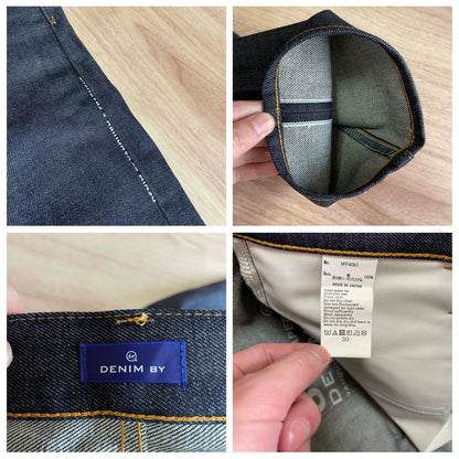 denim by vanquish green logo cropped jeans