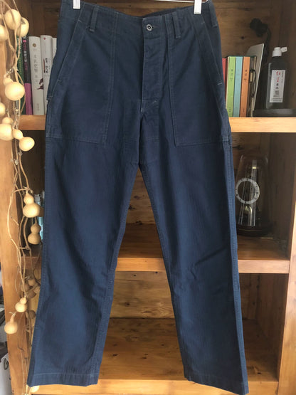 vintage blue work pants with unique details