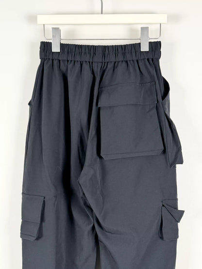 multi-pocket cargo pants in navy blue