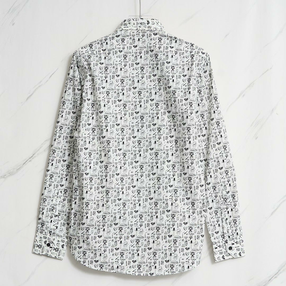 Saint Laurent Men's White Graphic Shirt