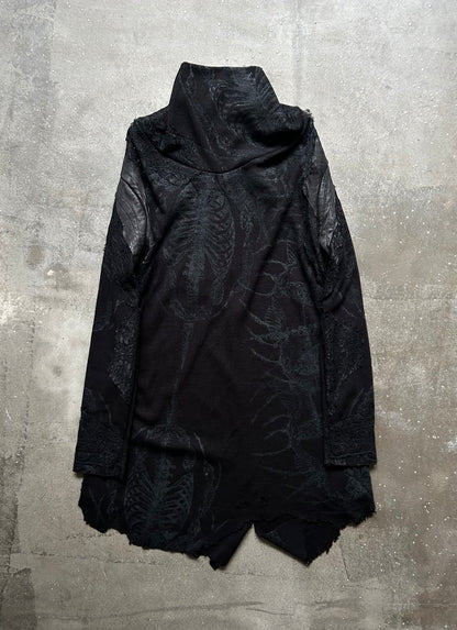 stylish black printed long sleeve top