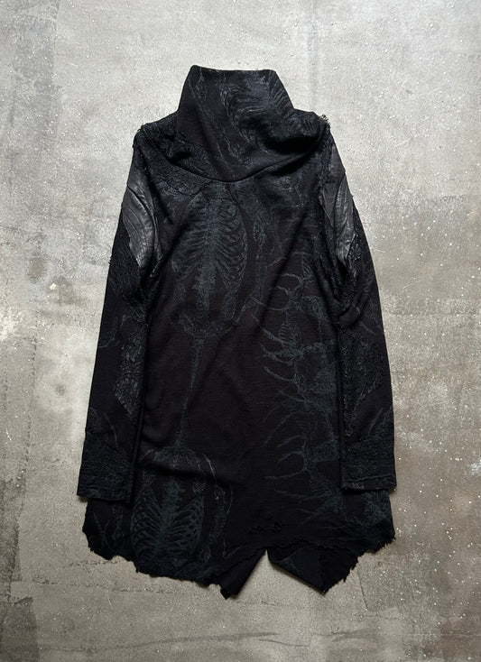 stylish black printed long sleeve top