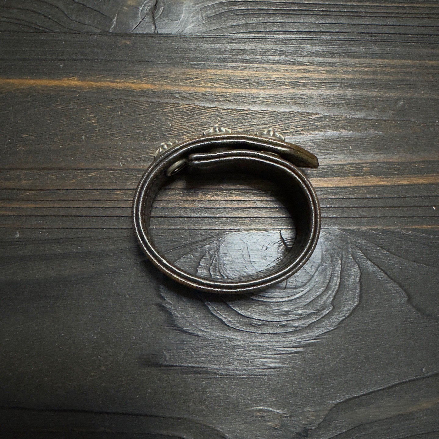 Chrome Hearts 925 Silver Camo Leather Bracelet