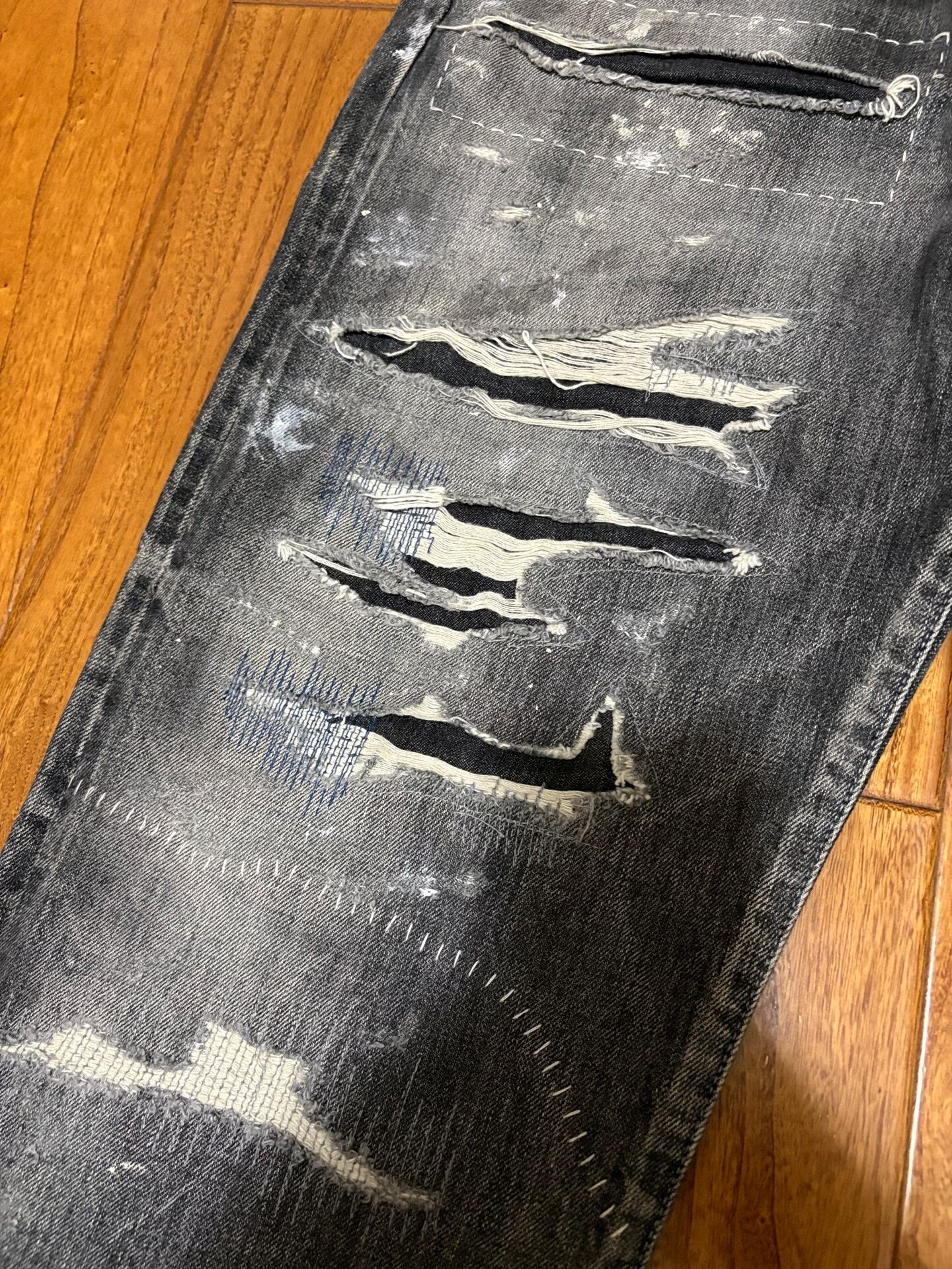 neighborhood scratch savage denim pants