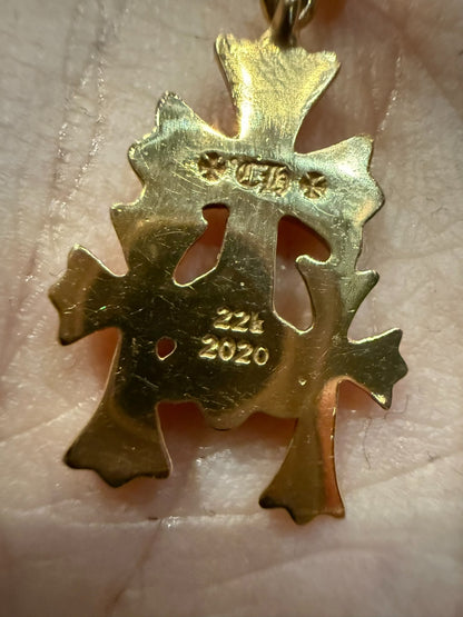 Chrome Hearts 22k Gold Cross Earrings