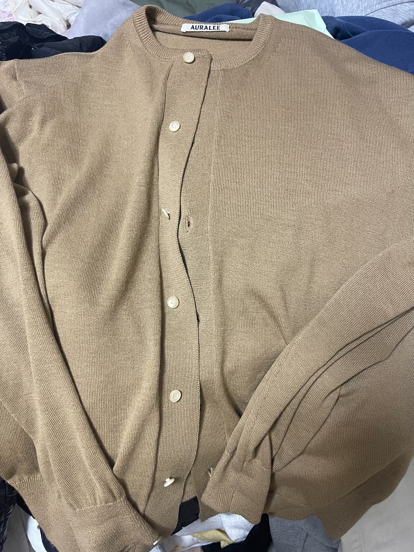 AURALEE Cashmere Twist Button Cardigan