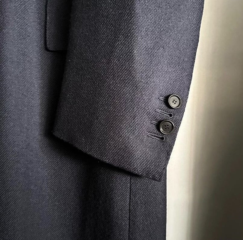 navy wool cashmere long coat by cesare attolini