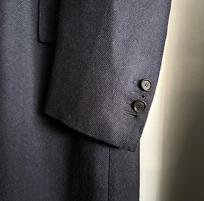 navy wool cashmere long coat by cesare attolini