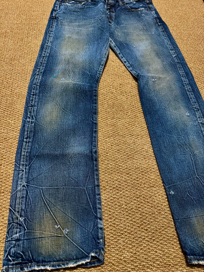Blue Distressed Denim Jeans