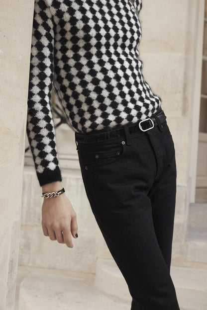 saint laurent black and white check turtleneck