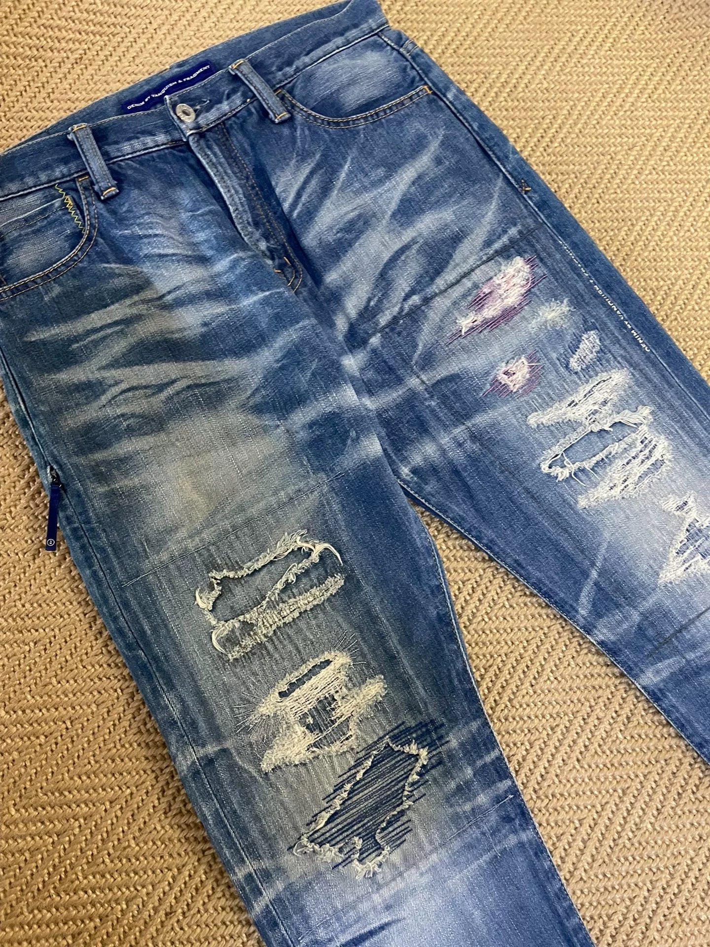 Vanquish Fragment Destroyed Cropped Jeans