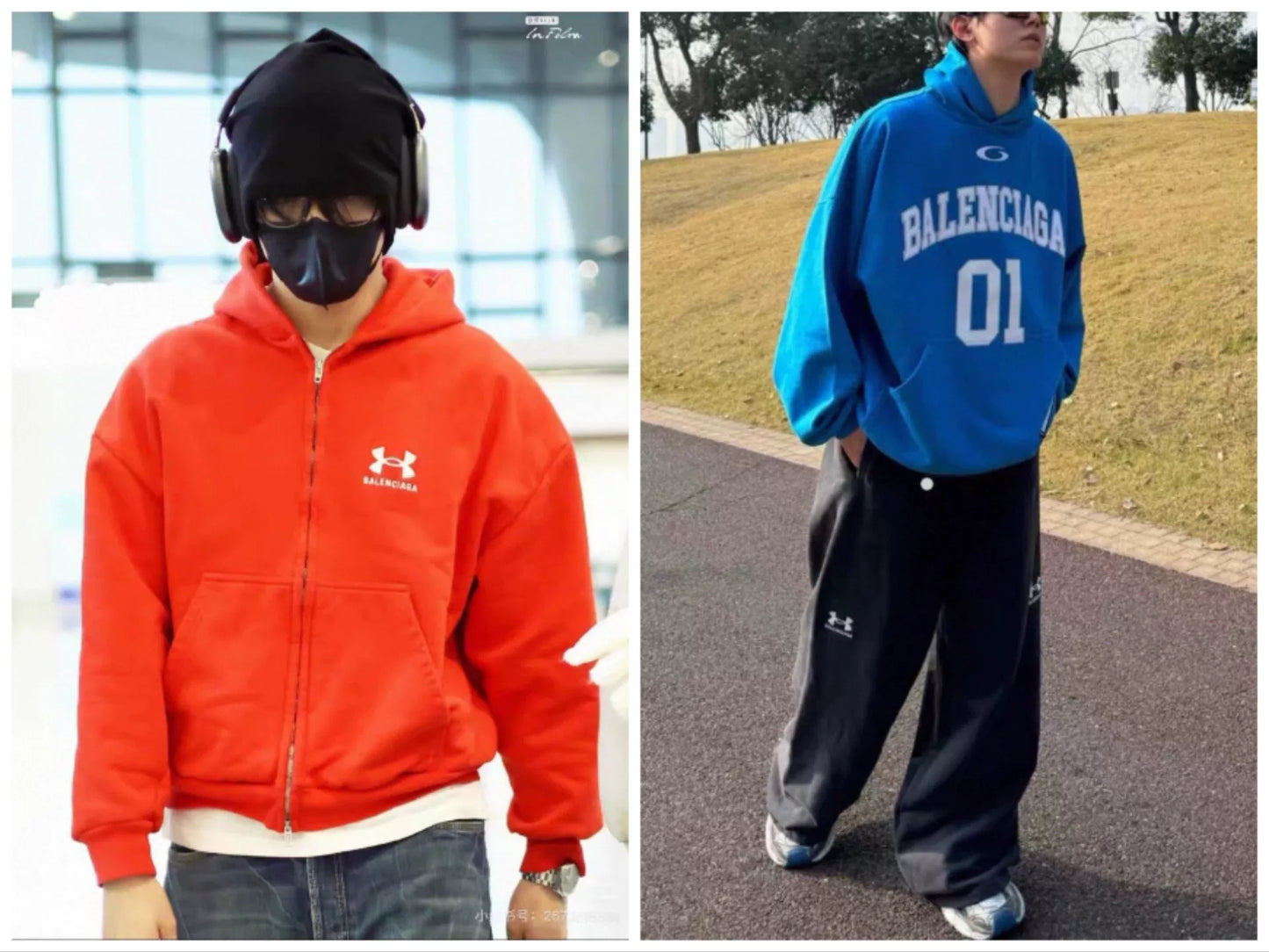 balenciaga under armour embroidered zip hoodie set