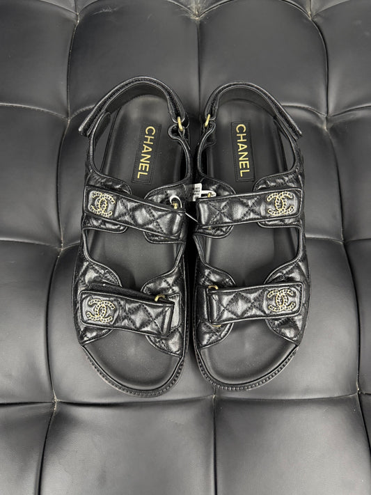 Chanel Pearl Buckle Sandals Size 42