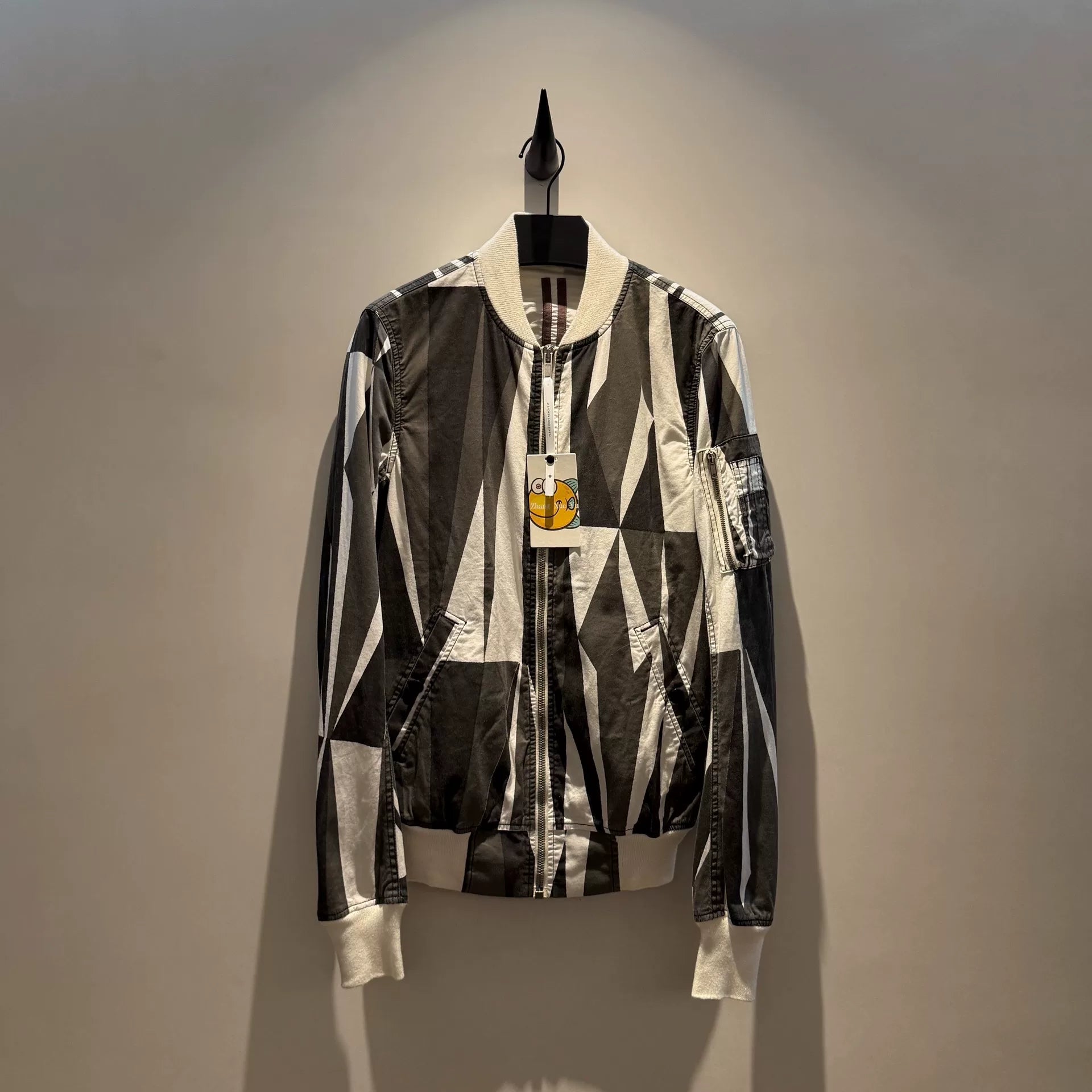 rick owens classic geometric print ma-1 jacket