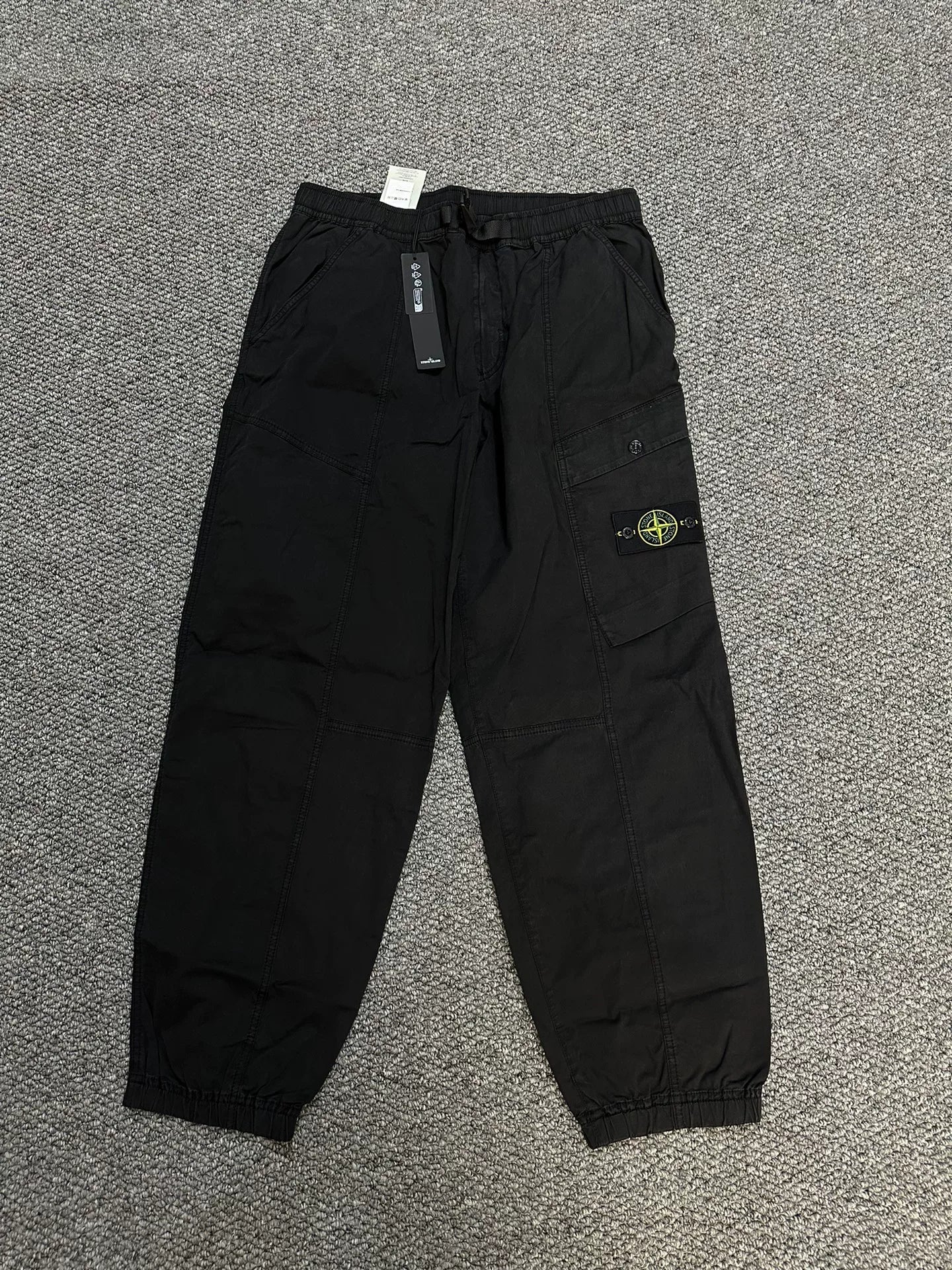 black cargo pants by stone island