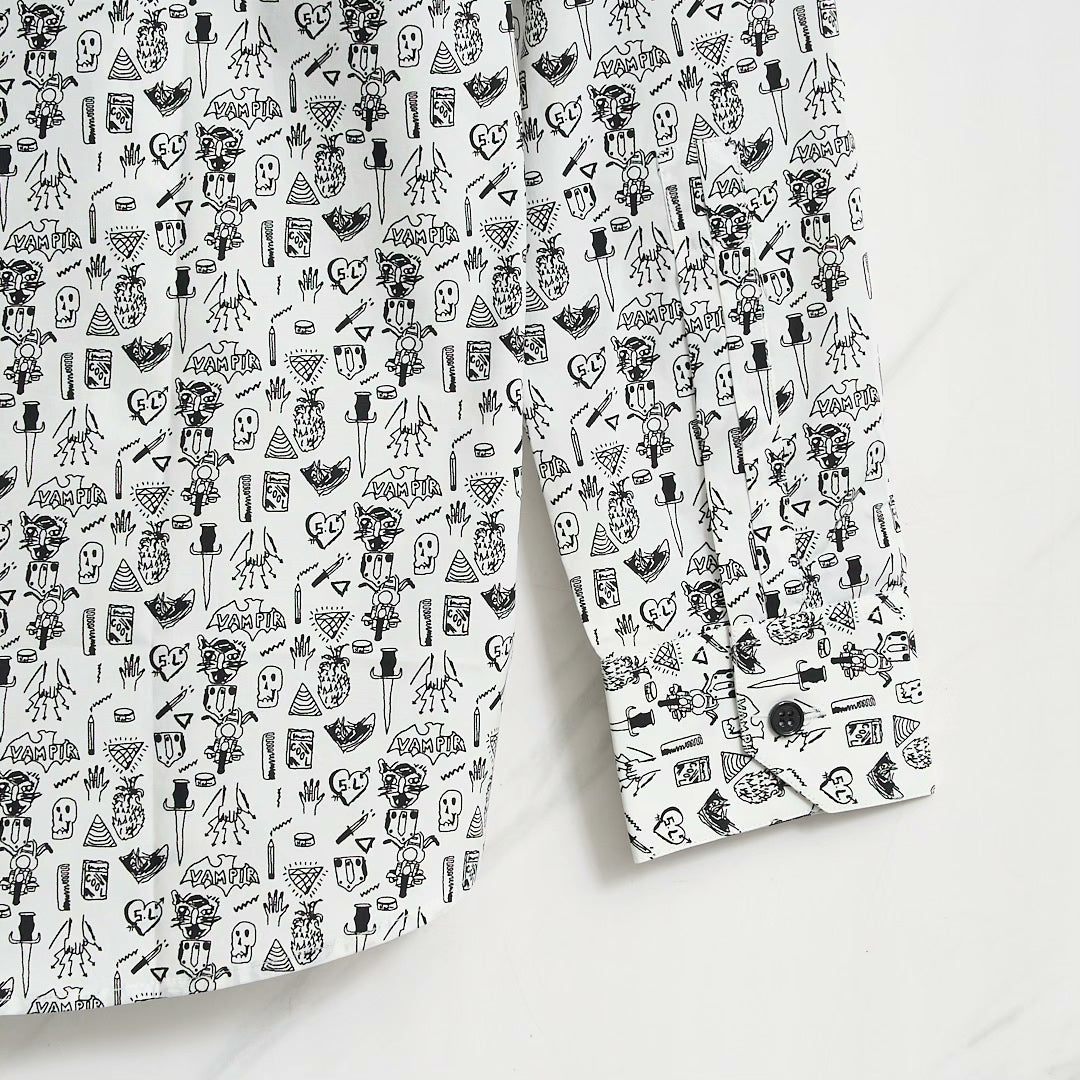 Saint Laurent Men's White Graphic Shirt