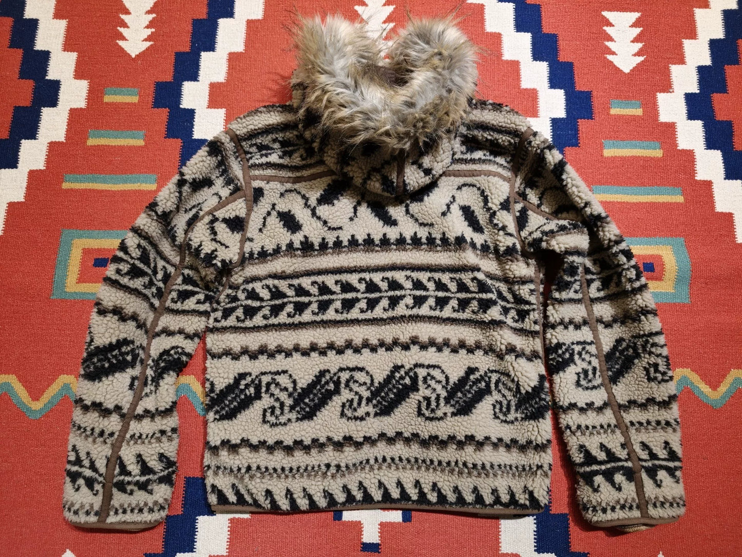RRL Southwest Pattern Fleece Hoodie Size S