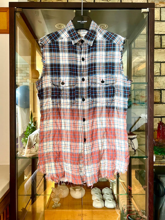 saint laurent gradient frayed edge vest shirt