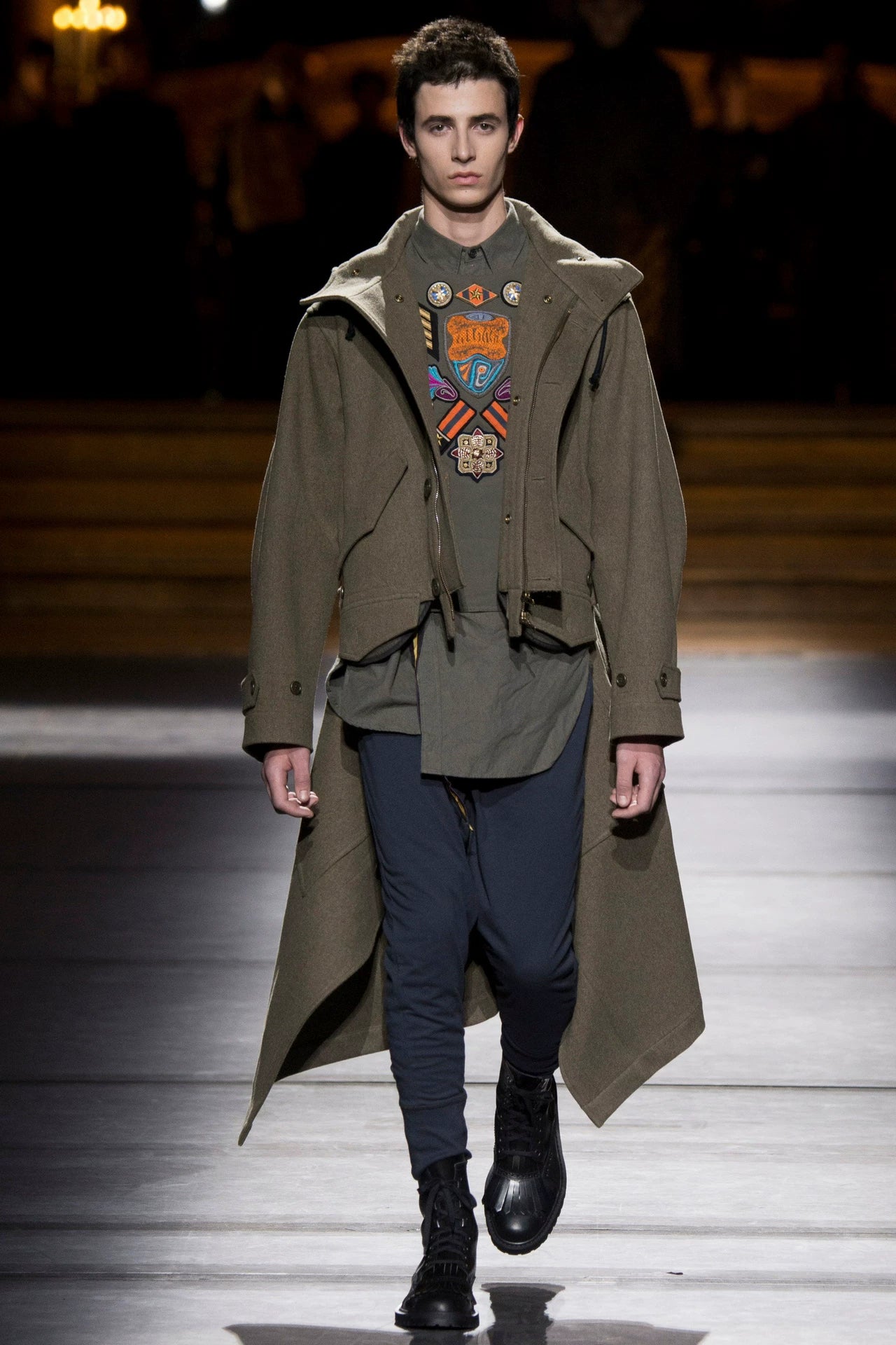 drapes trench coat with hoodie by dries van noten
