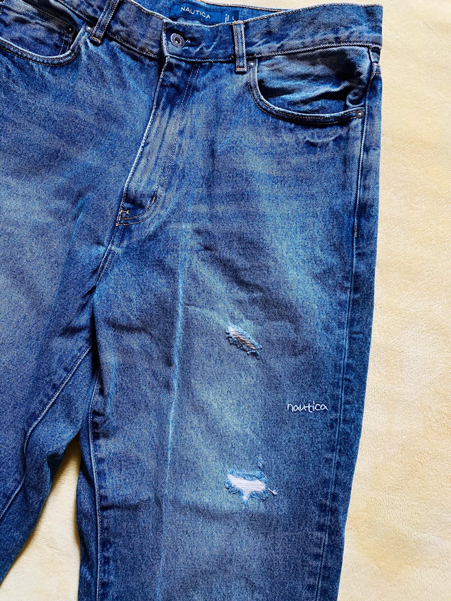 Nautica Beams Washed Embroidered Relaxed Jeans