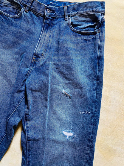 Nautica Beams Washed Embroidered Relaxed Jeans
