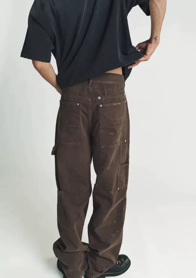 givenchy distressed cargo pants in brown