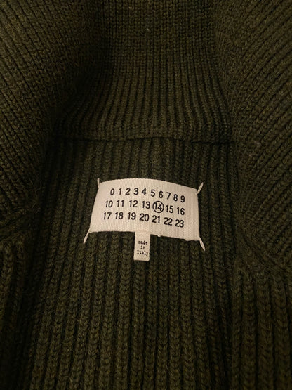 maison margiela green knitted zip cardigan