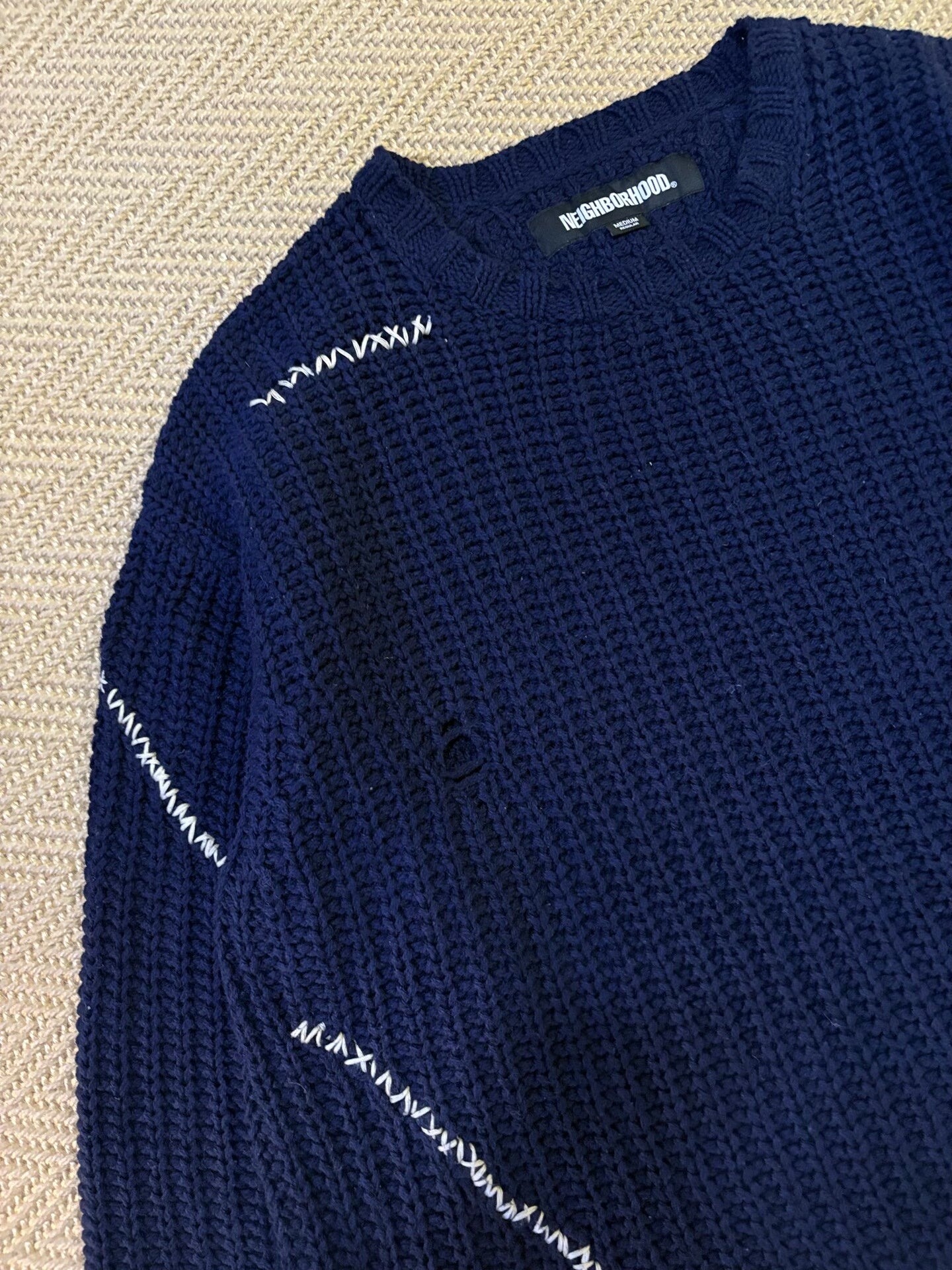 navy blue oversized crewneck sweater
