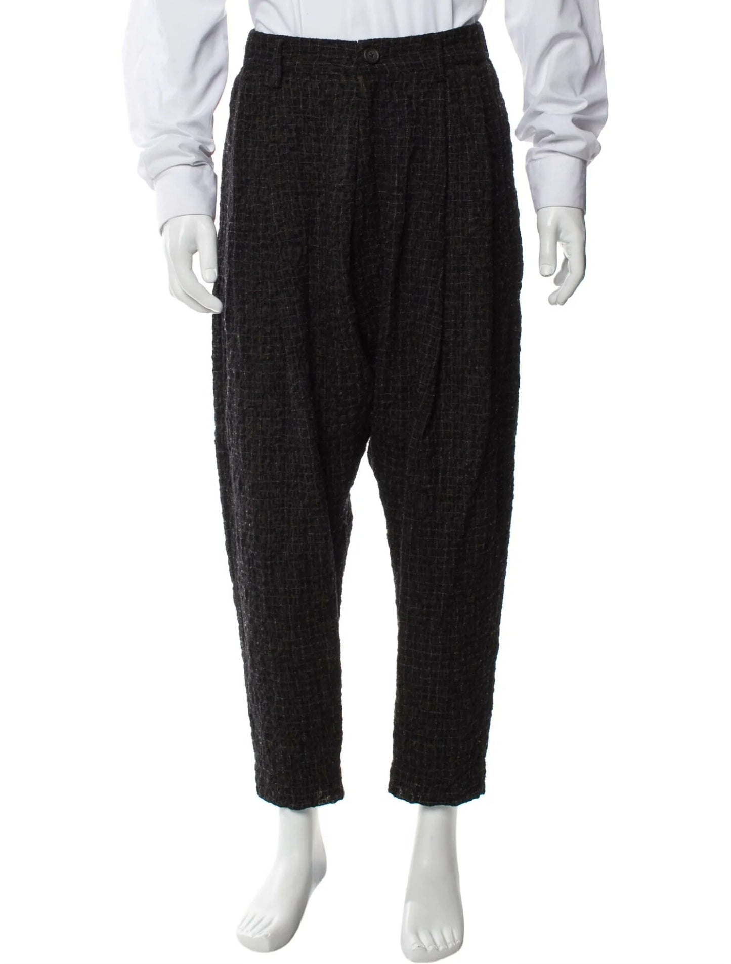 ziggy chen black wool checkered pants