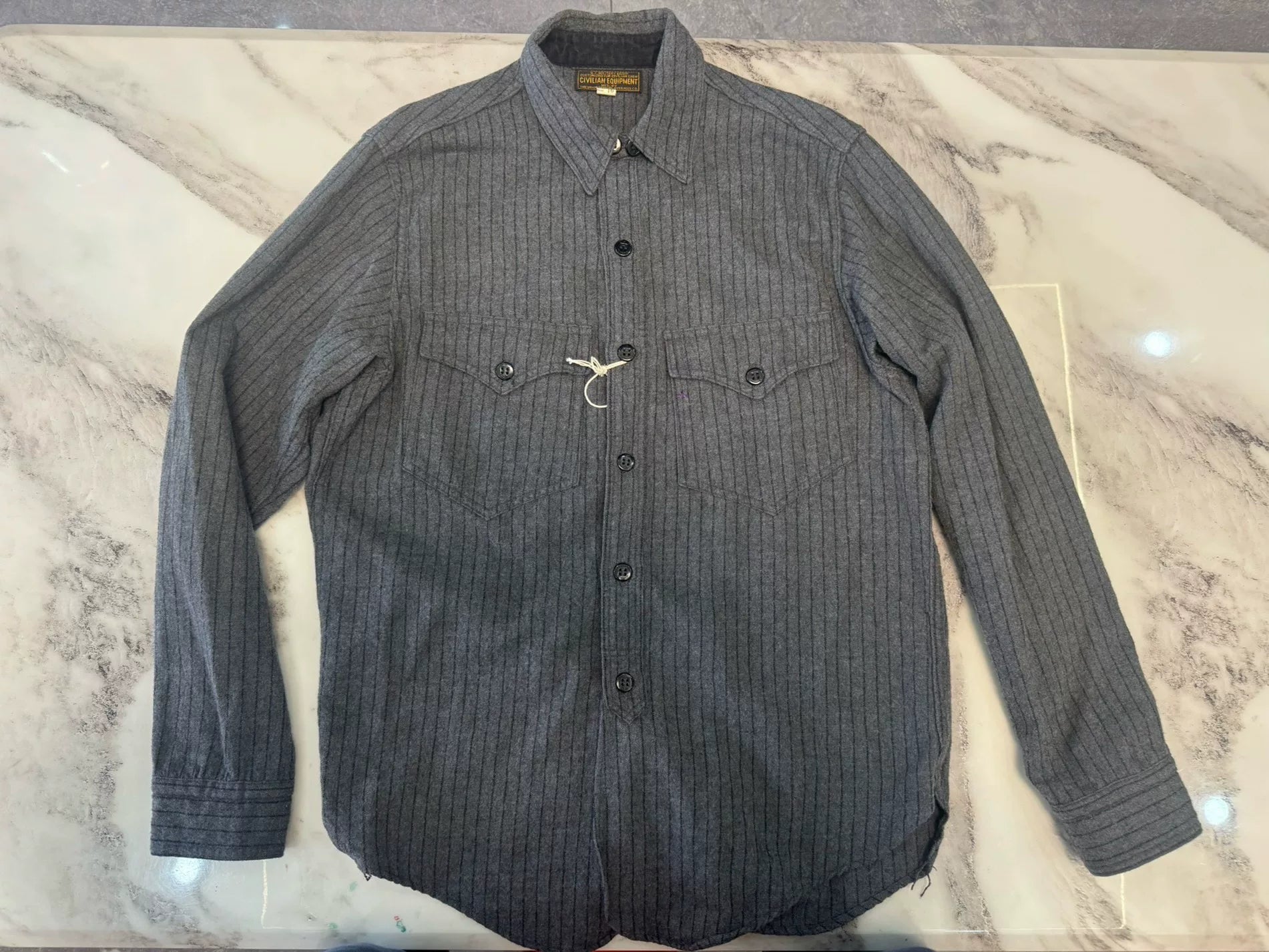 Navy Wool Cashmere Shirt Size 16