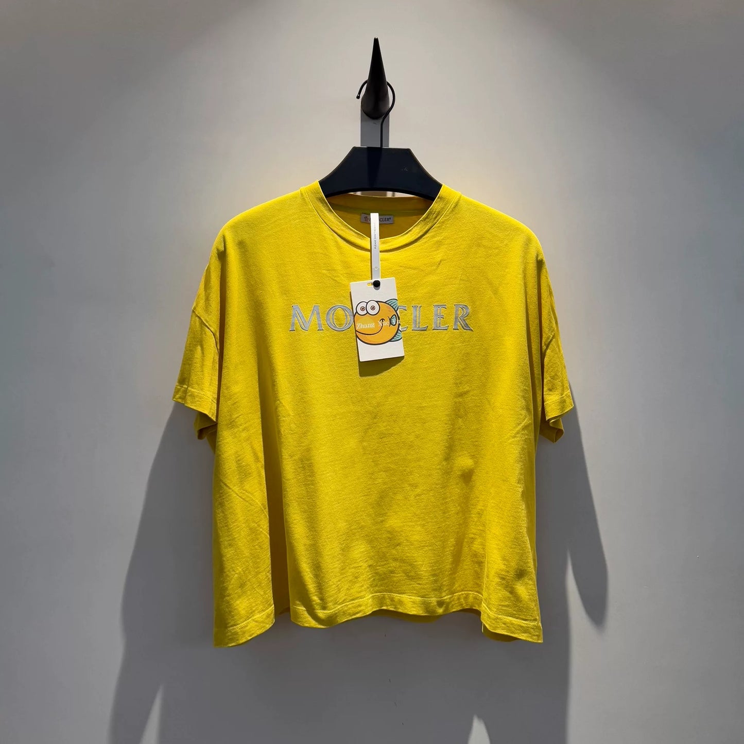 moncler yellow short sleeve logo t-shirt