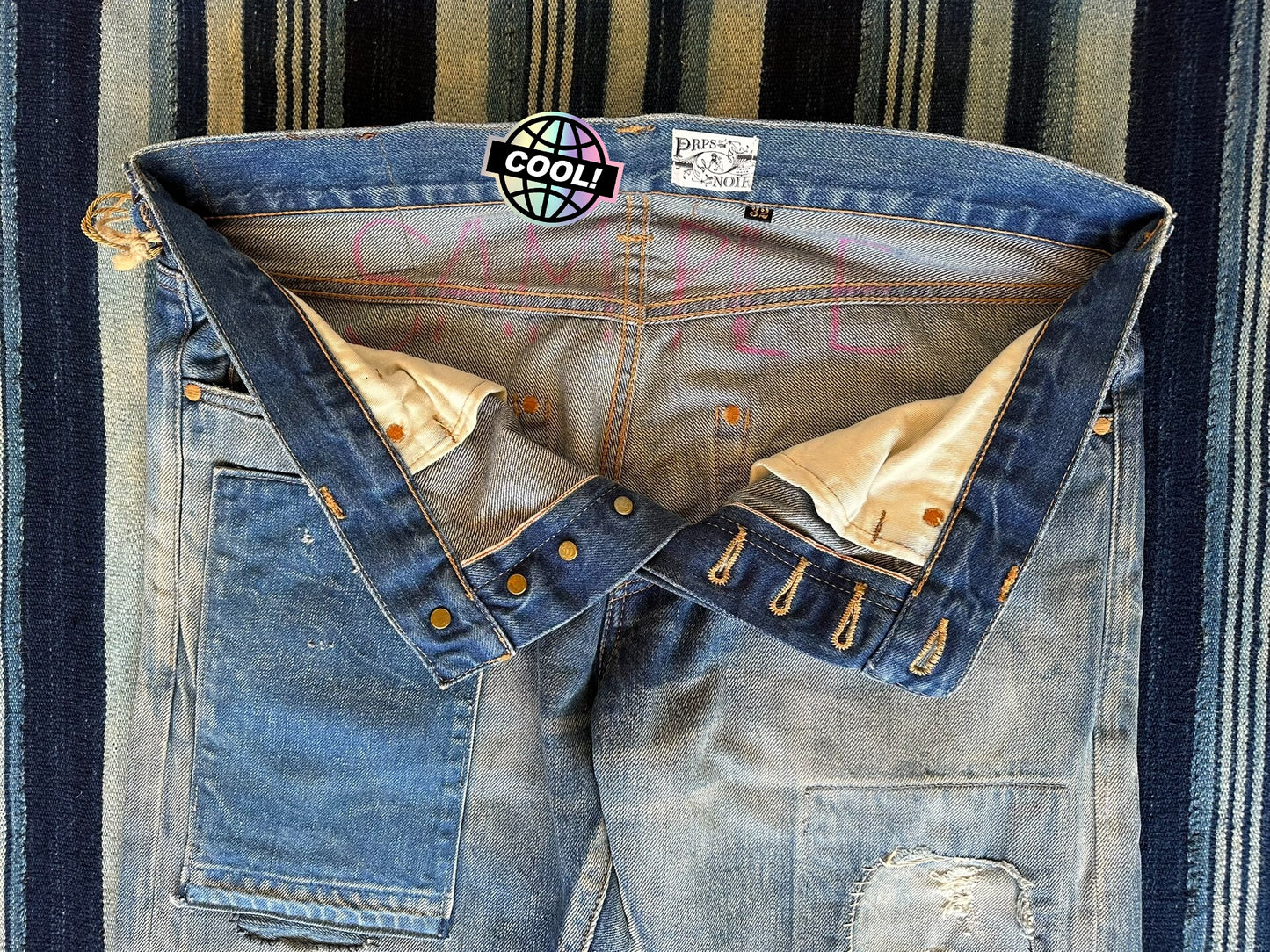 dark wash patchwork denim jeans