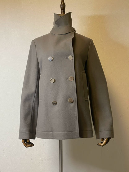 elegant double-breasted wool short jacket