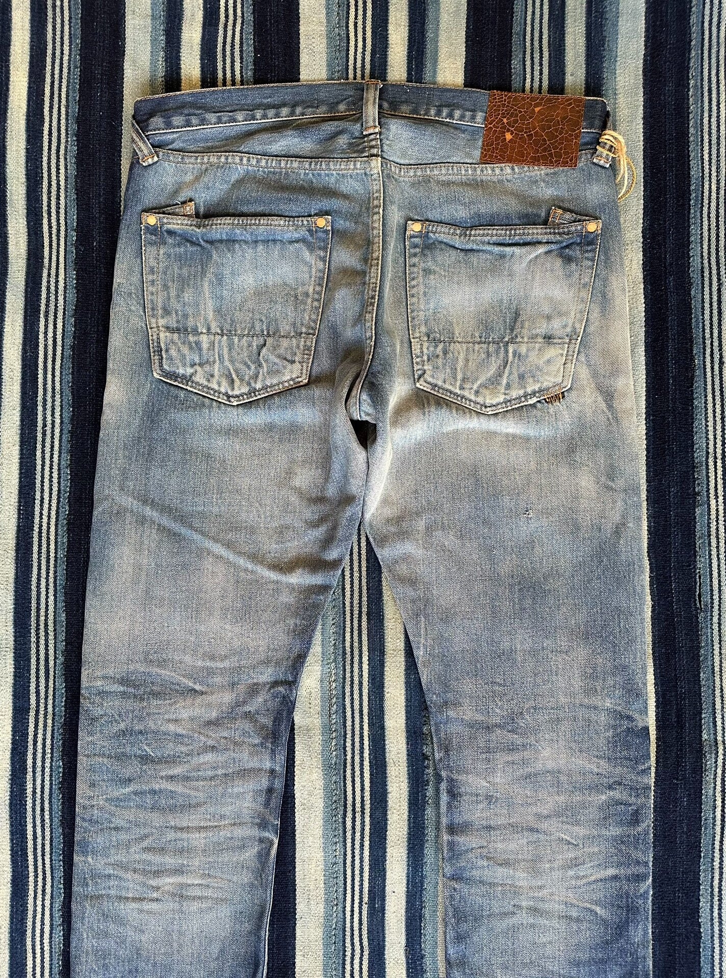 dark wash patchwork denim jeans