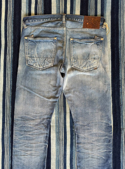dark wash patchwork denim jeans