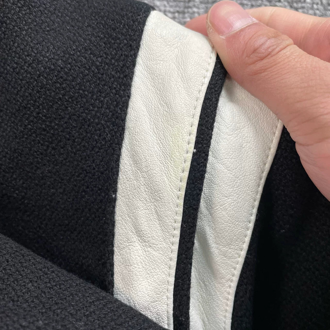 Saint Laurent Leather Sleeves Baseball Jacket
