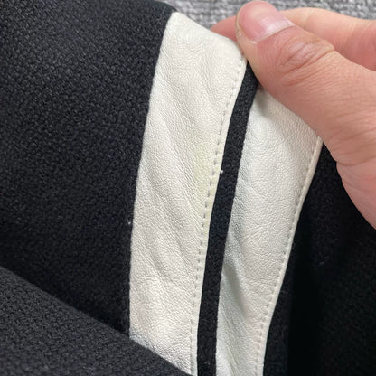 Saint Laurent Leather Sleeves Baseball Jacket